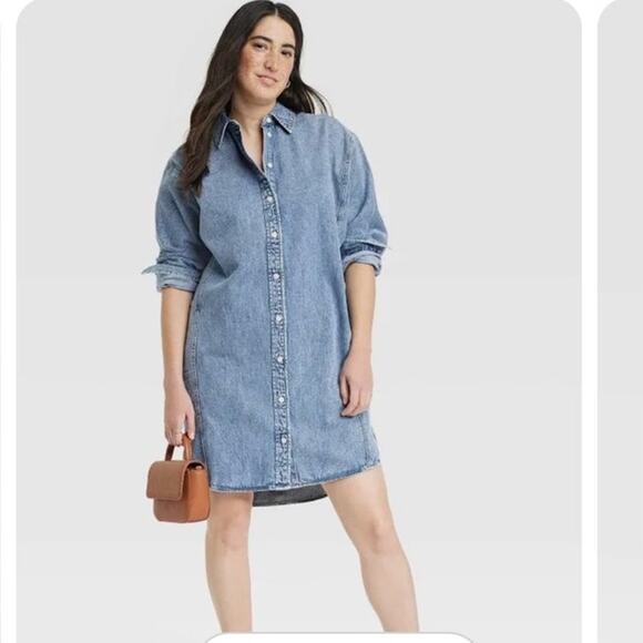 Women's Denim Long Sleeve Mini Shirtdress Size X-Large NWT- Universal Thread - Picture 5 of 13